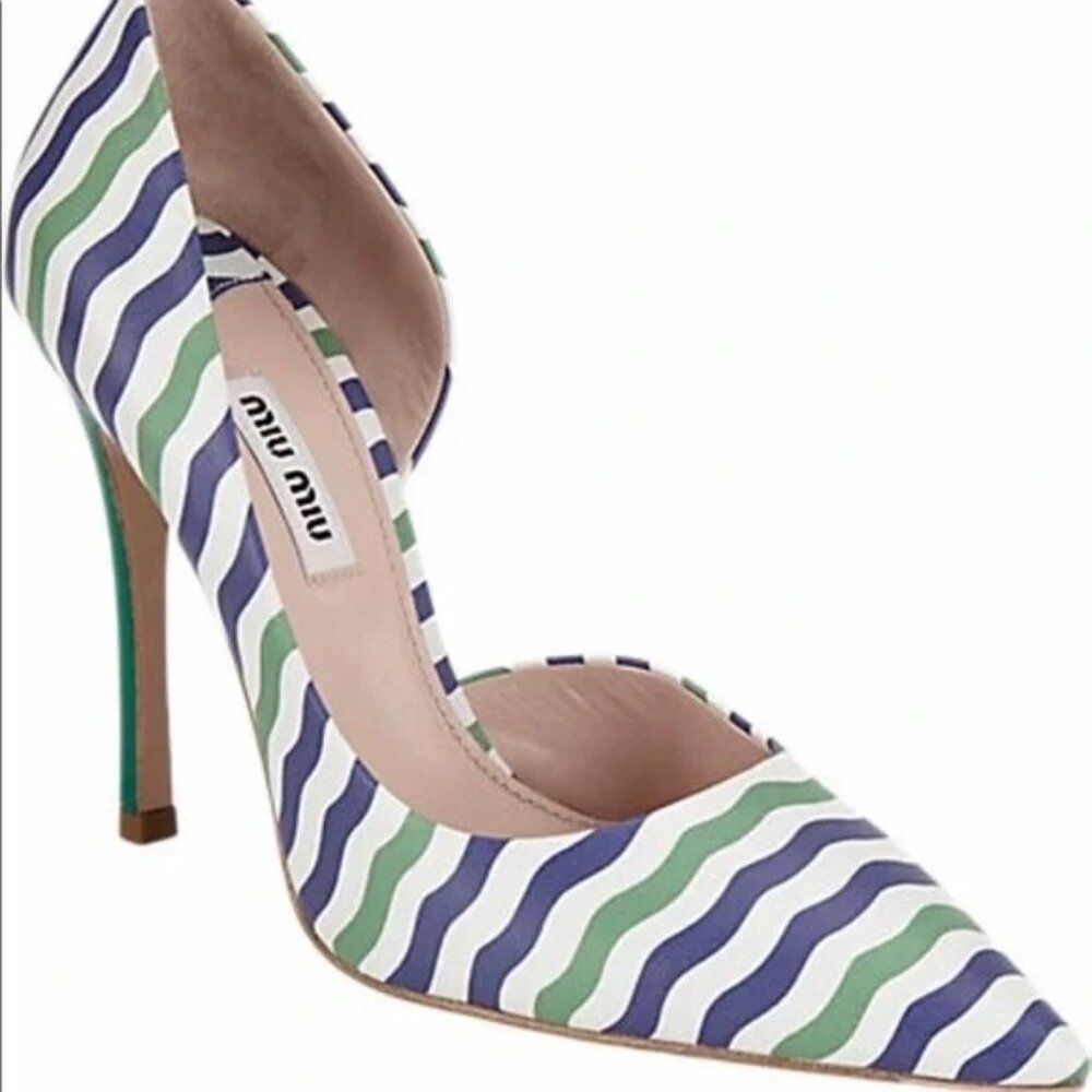 Miu Miu Striped D’Orsay Pumps Size 38.5